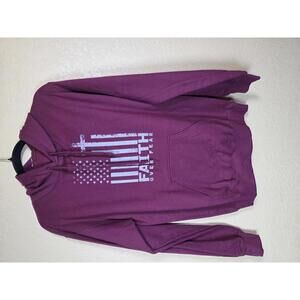 USA Flag Patriotic American Gift Faith Over Fear Prayer Pullover Hoodie S